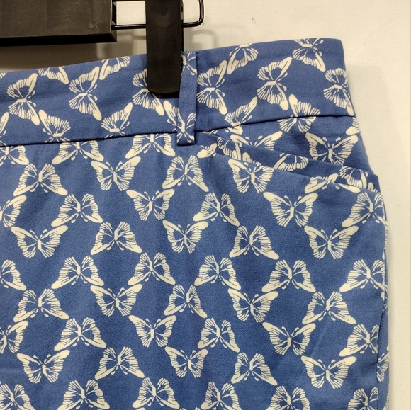 NWOT Talbots The Perfect Crop Butterfly Pants Womens 16P Blue Boho Retro Artsy - Picture 4 of 9